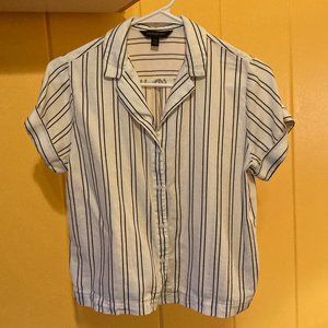 Banana Republic XS White/Black Striped Blouse
